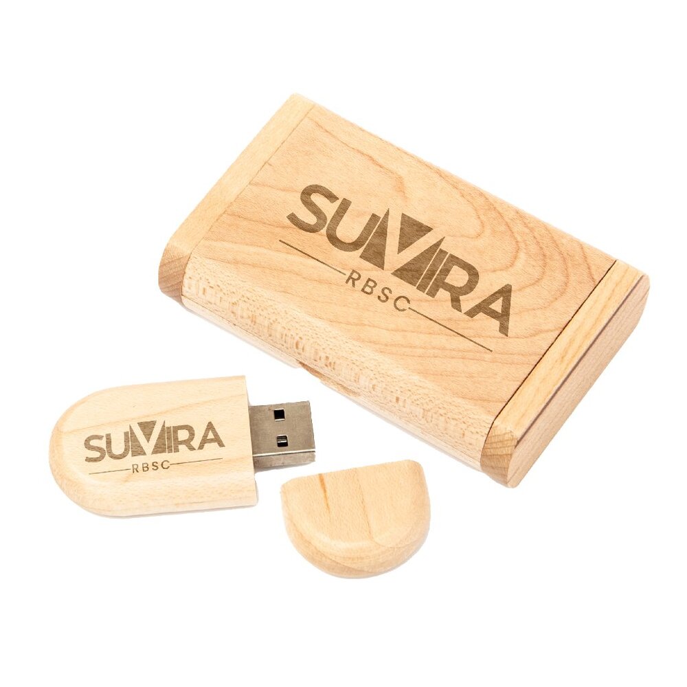 SUVIRA Eco-Friendly Wooden USB Flash Drive with Wood Box - 64GB - USB 3.0